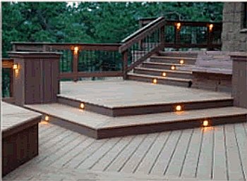 deck lighting on steps and posts