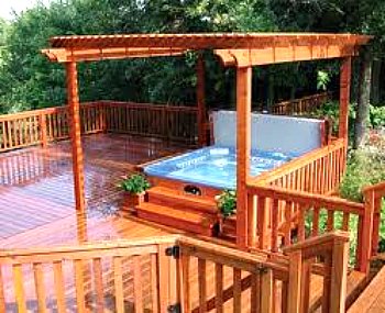 hot tub deck with pergola