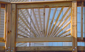 sunburst deck railing - full width