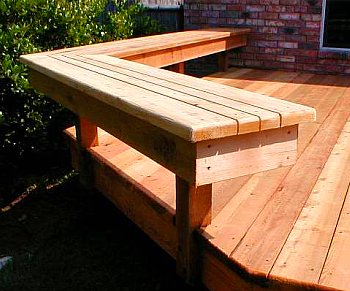 Deck bench angled as rail