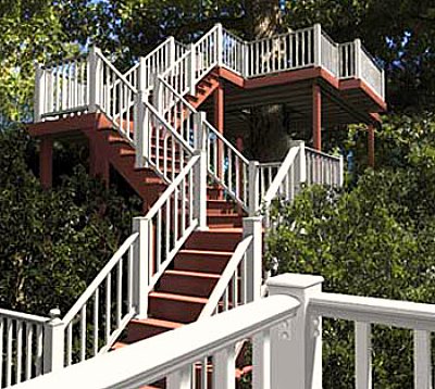 Deck Railing - white vinyl stairs