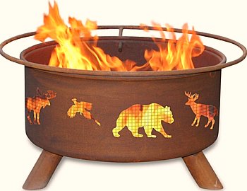 fire pit with wildlife motiff