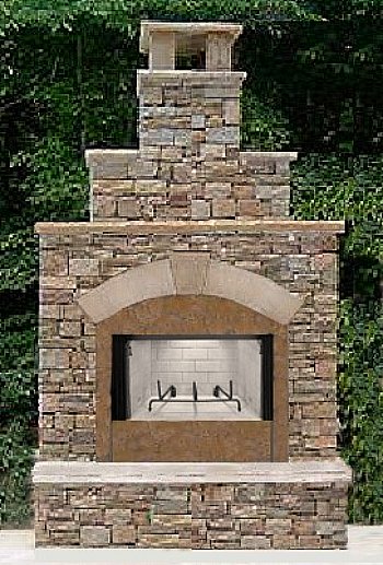 outdoor fireplace stacked stone