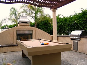 Outdoor pool table with kitchen