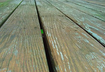 Staining old deck boards