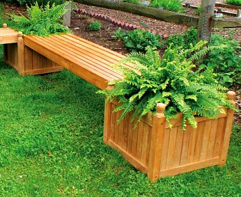 teak planter with bench
